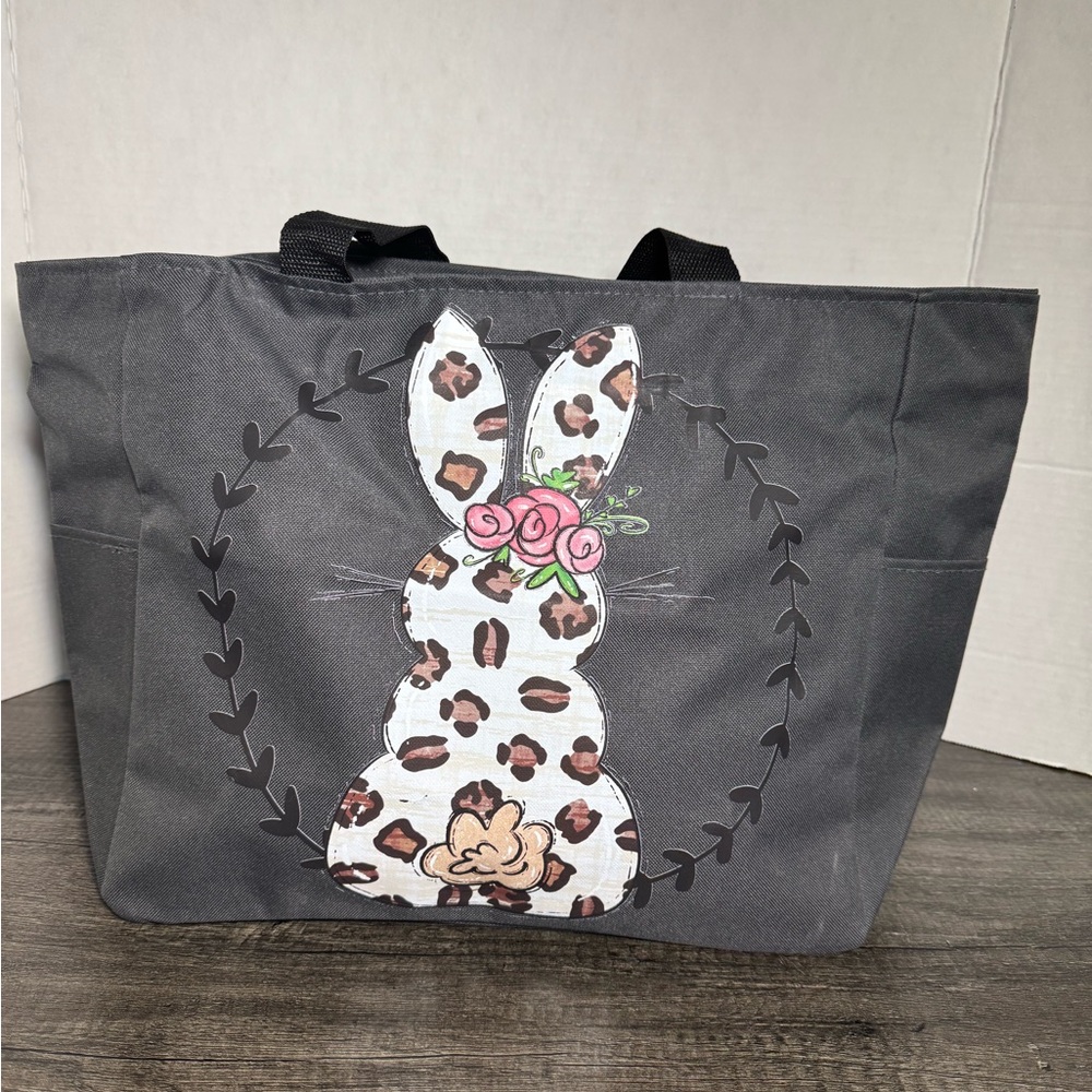 Gray Leopard Bunny Tote Bag